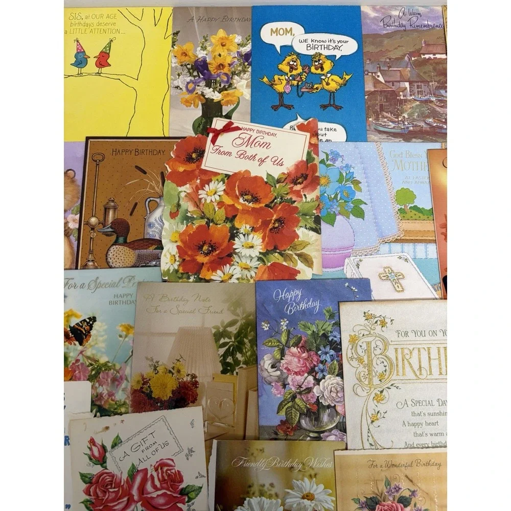 Vintage Birthday Cards Some Fronts ONLY Scrapbooking Crafts Decoupage Lot of 50+